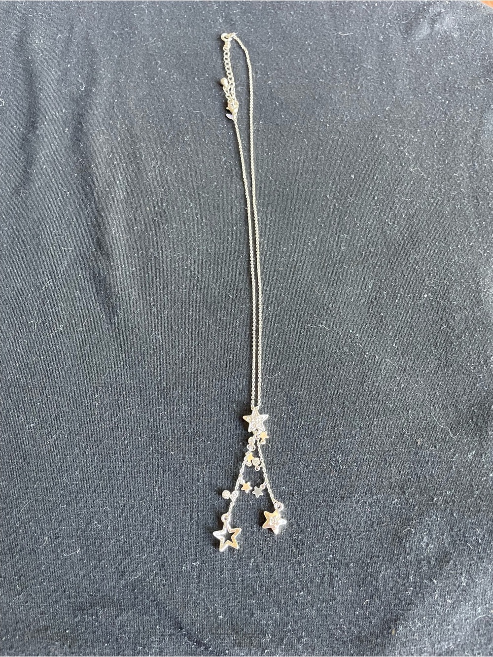 Silver Star Drop Necklace - Elegant Women's Jewelry